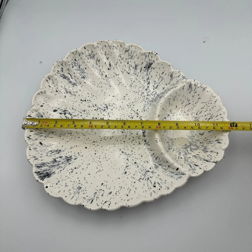 Speckled Appetizer Serving Platter White Gray Condiment Relish‎ Divided Dish
